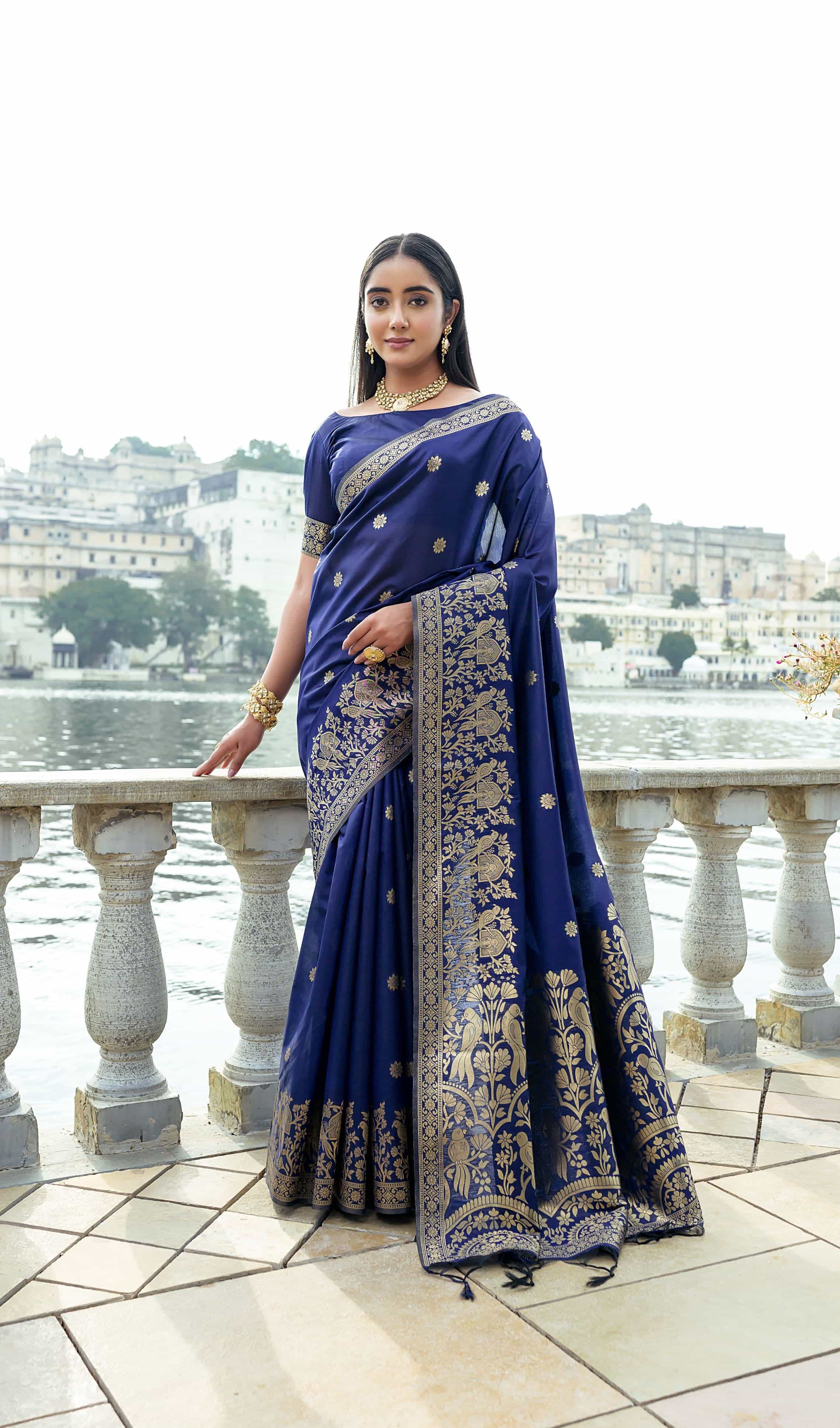 Navy Blue Soft Silk Saree