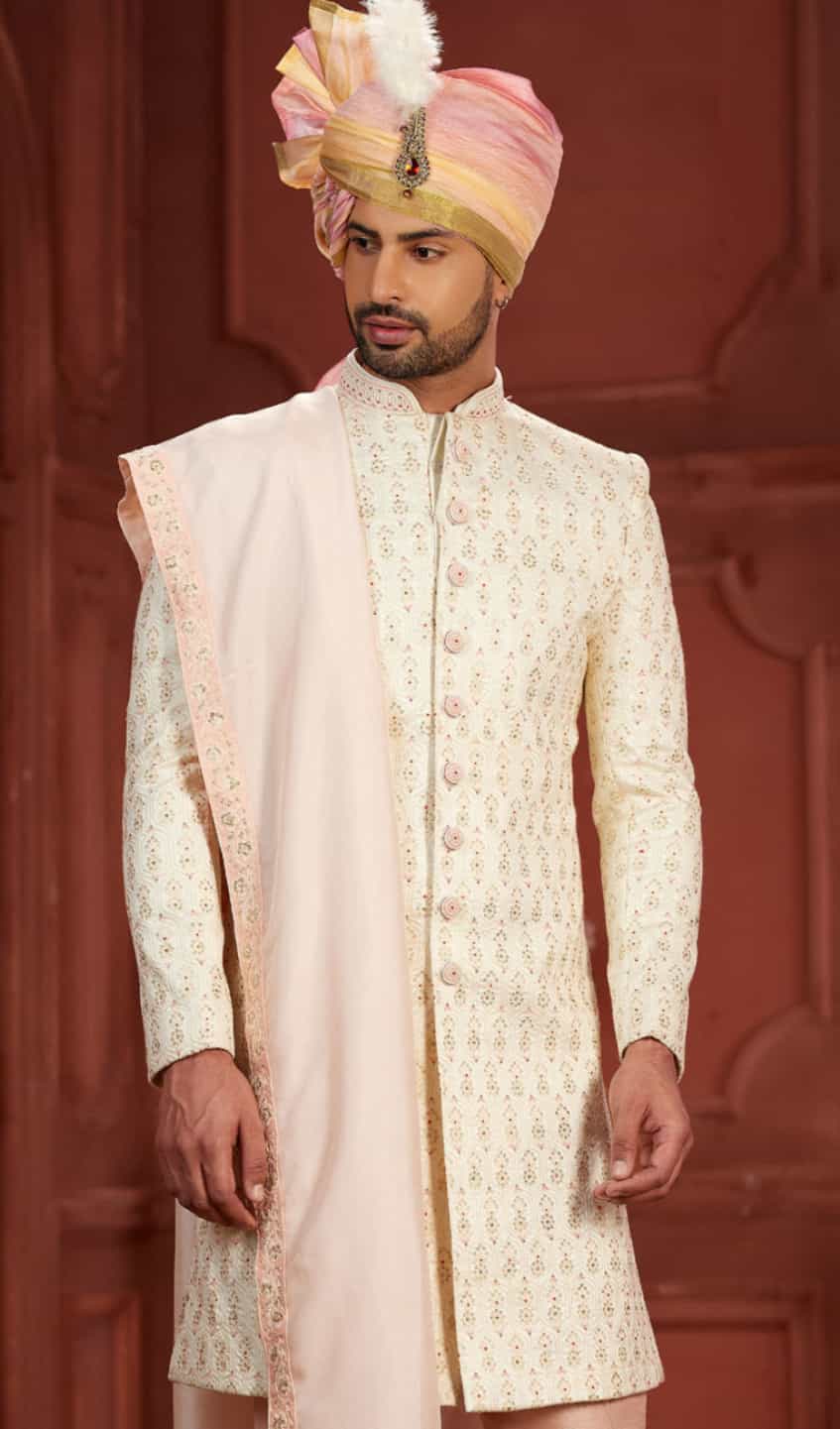 Elegant embroidered wedding sherwani