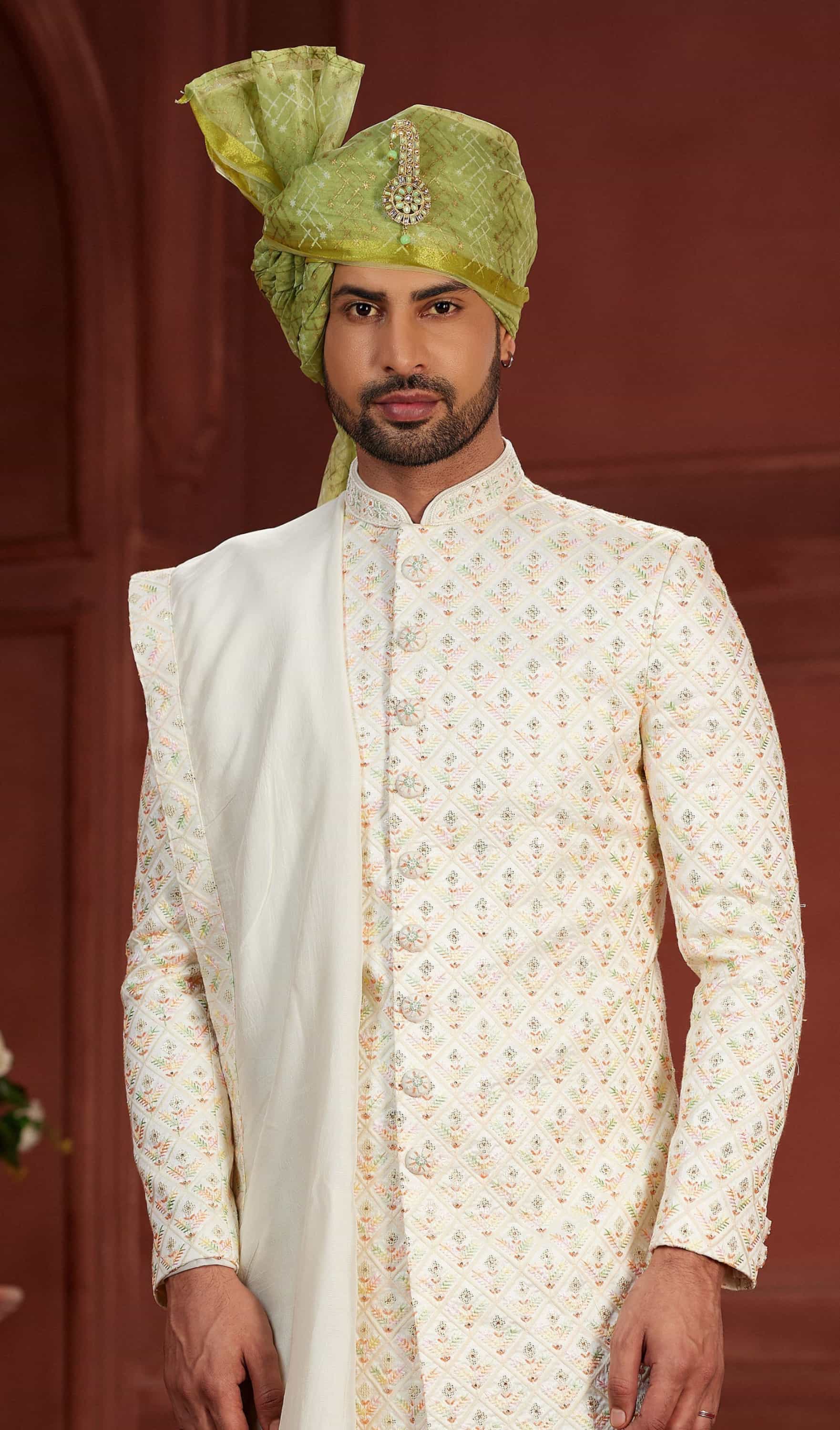 Elegant embroidered wedding sherwani