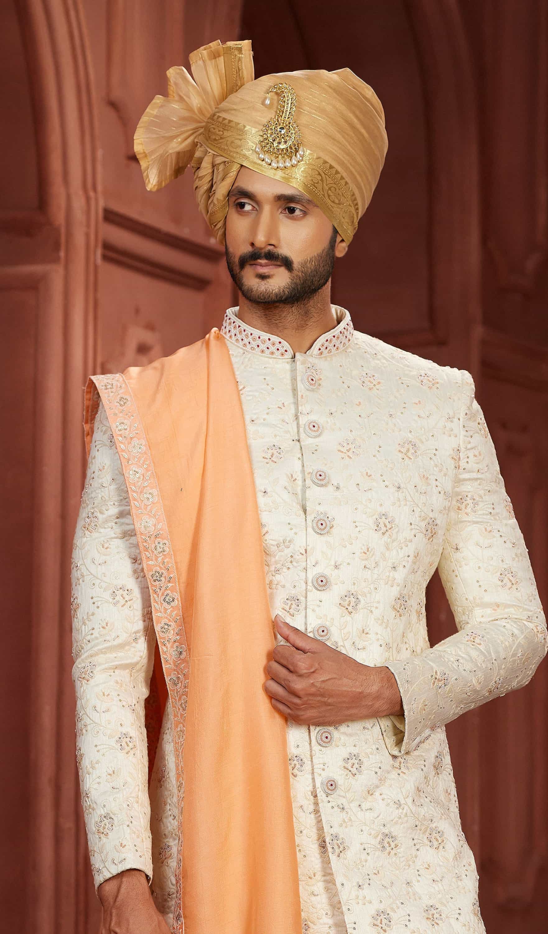 Elegant embroidered wedding sherwani