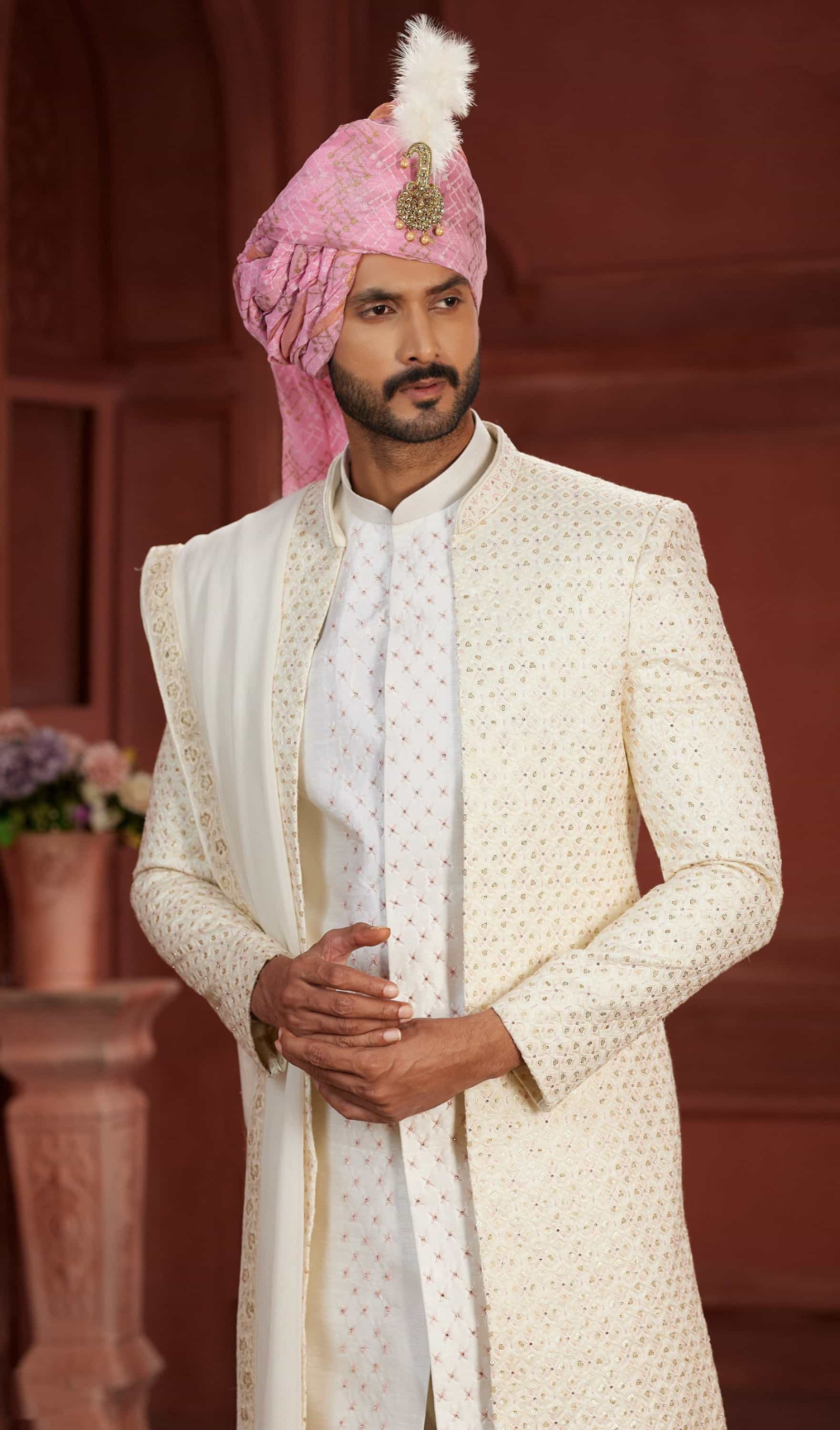 Elegant embroidered wedding sherwani