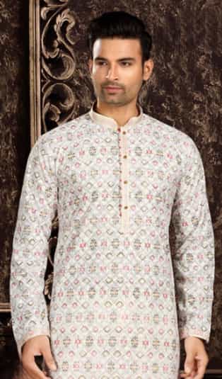 Lucknowi embroidery cotton kurta