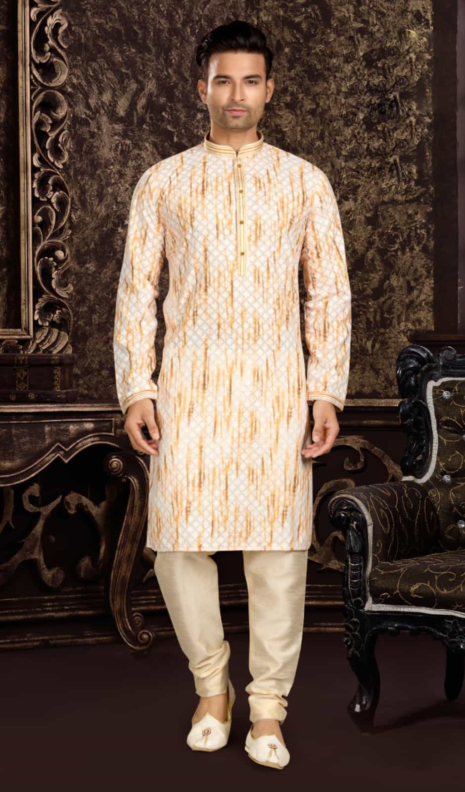 cream kurta pajama