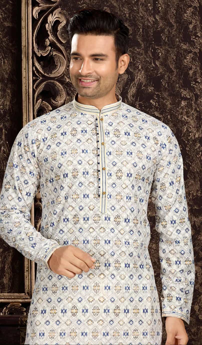 Lucknowi embroidery cotton kurta