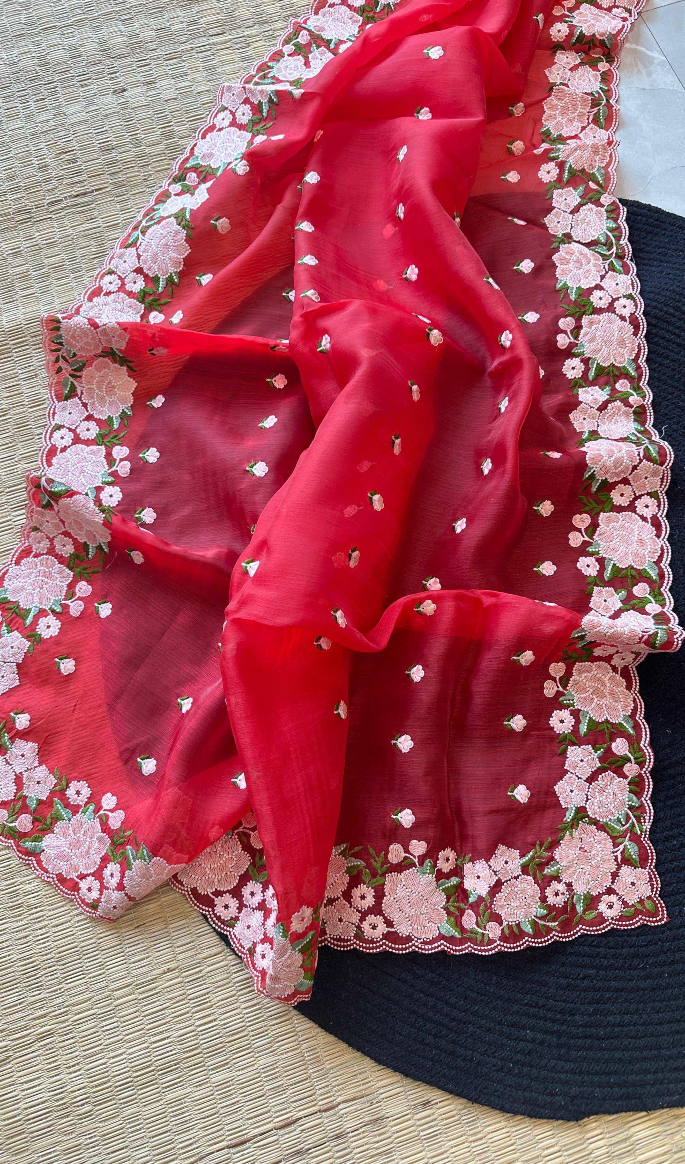 Organza Silk  Color Saree