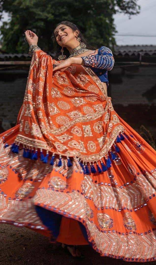 Festive wear lehenga with gota patti
