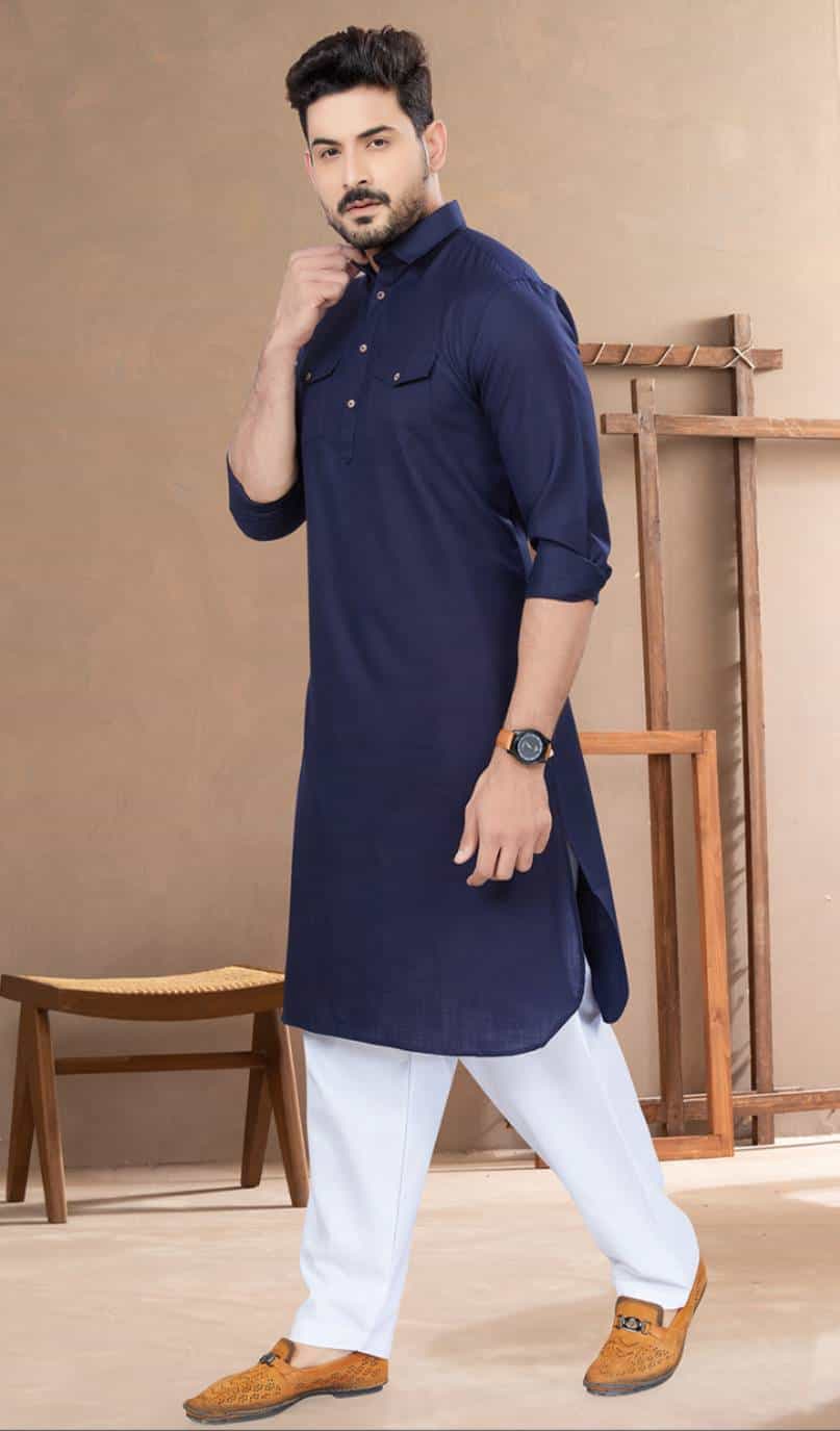dark blue kurta pajama for men