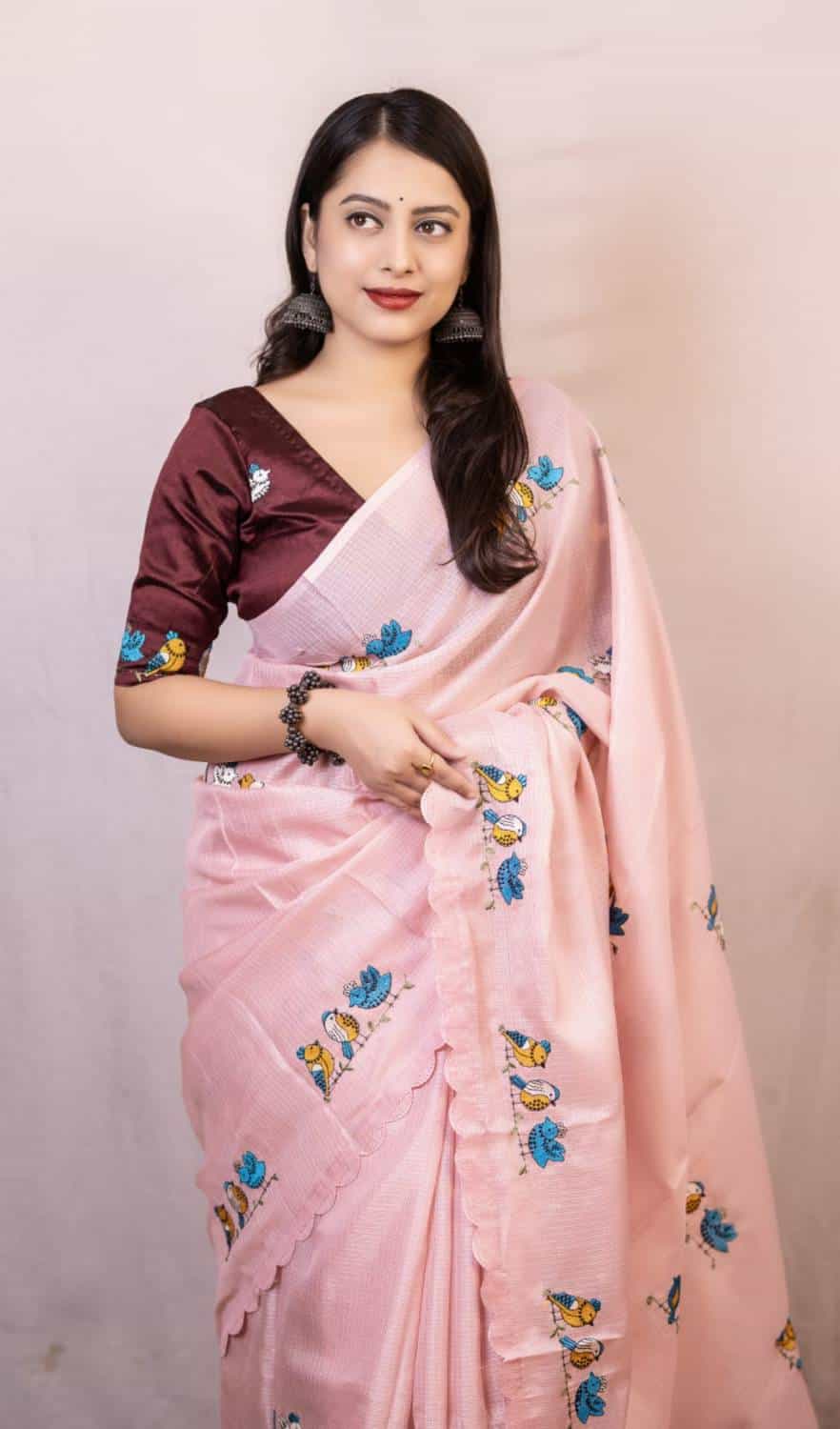 Bird Style Embroidery Saree