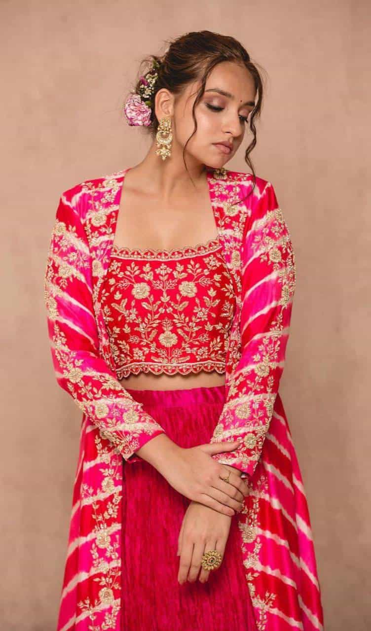 Flowy georgette lehenga with silk inner