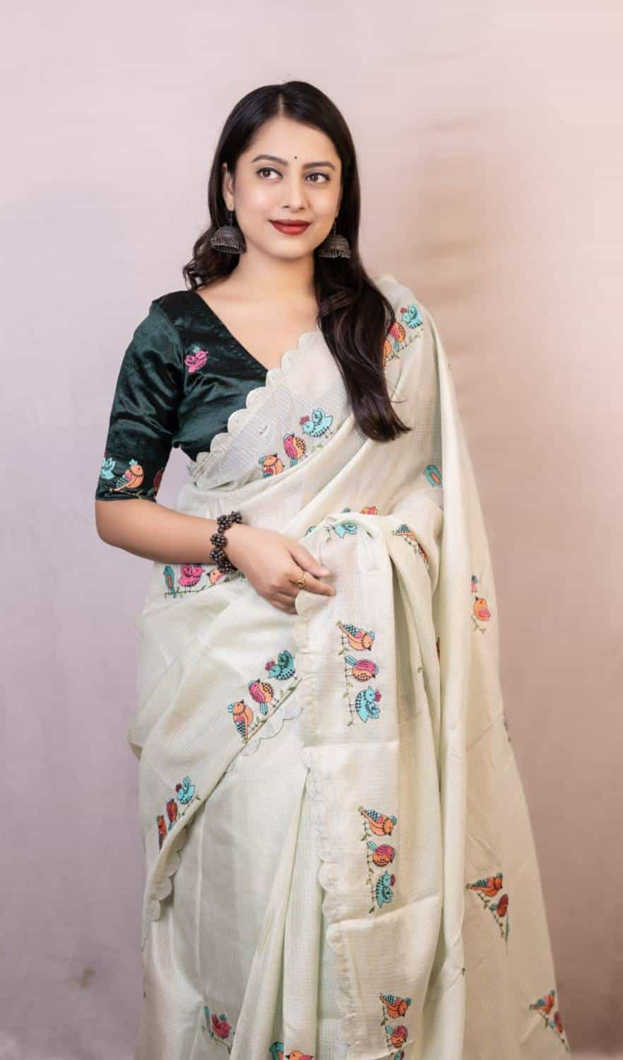 Bird Style Embroidery Saree