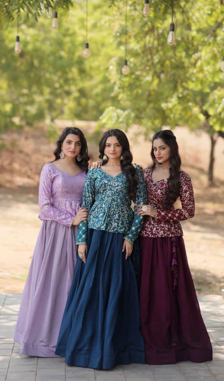 Vichitra Silk Blue Lehenga Choli