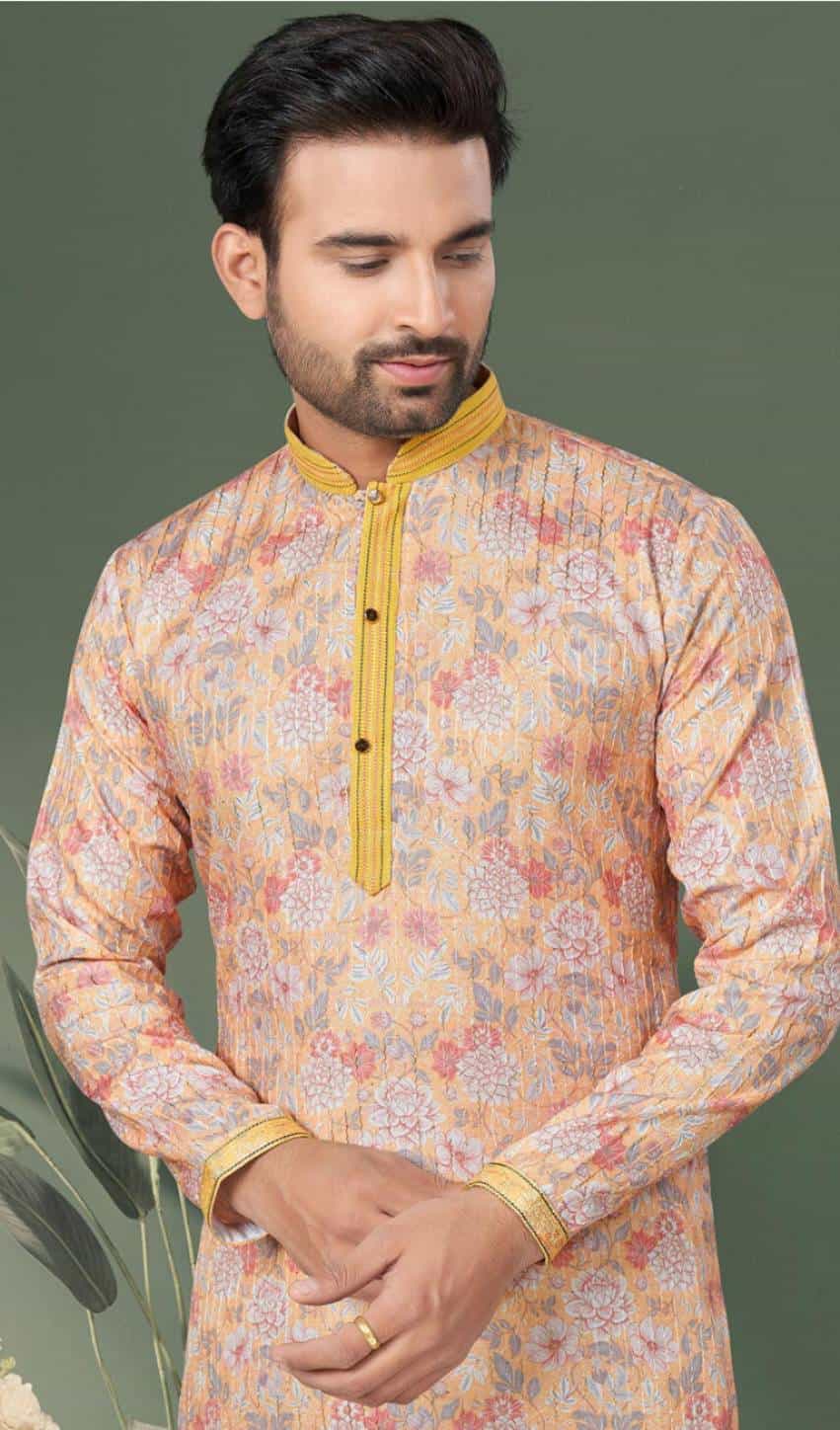 peach kurta pajama for men