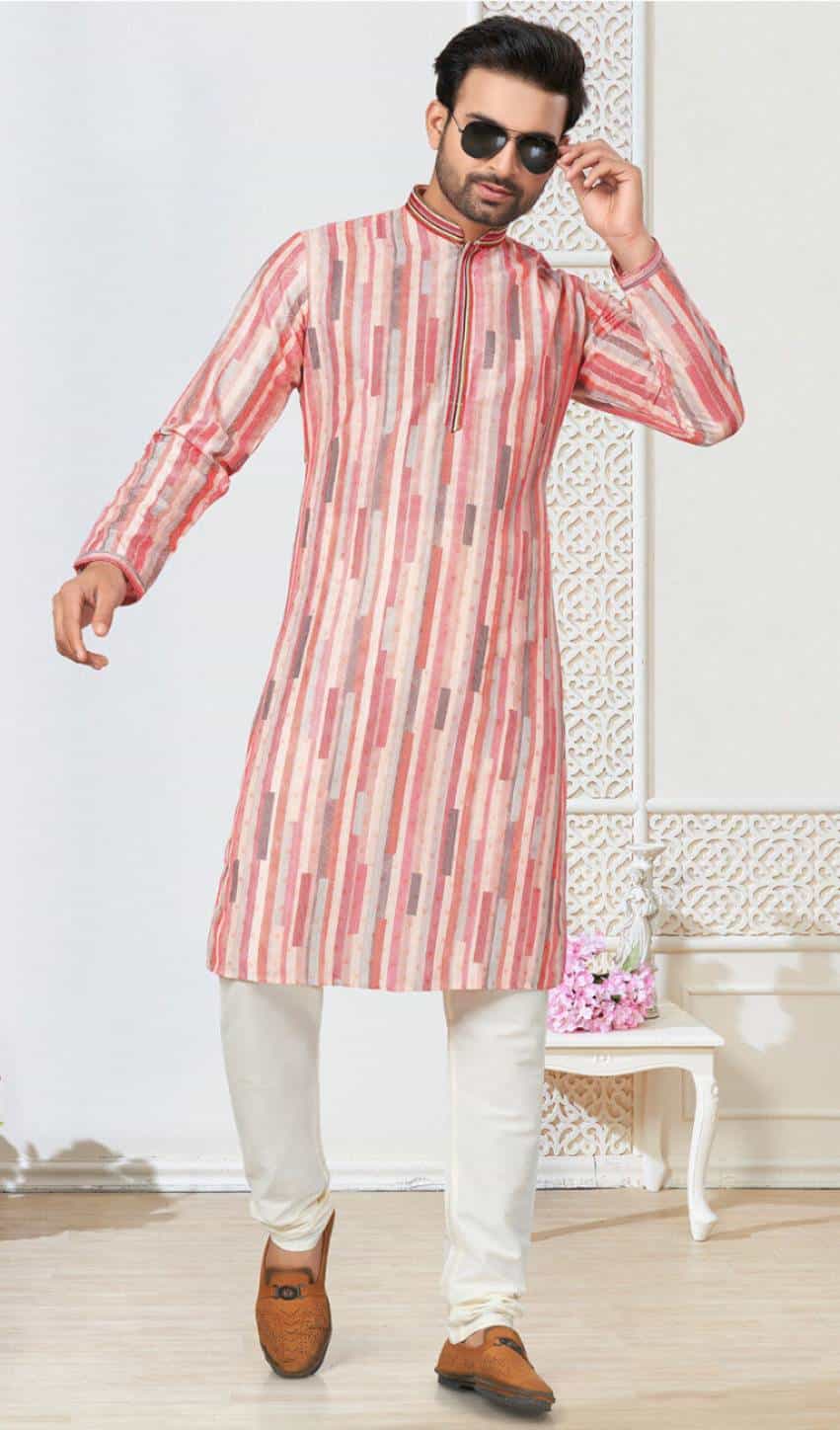 pink color Kurta for Men