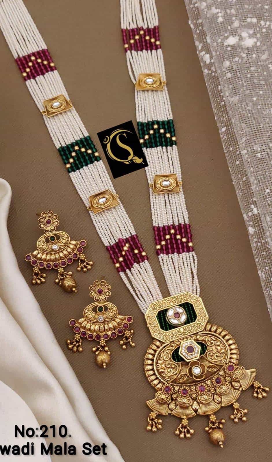 Traditional Rajwadi Gold-Plated Necklace & Earrings