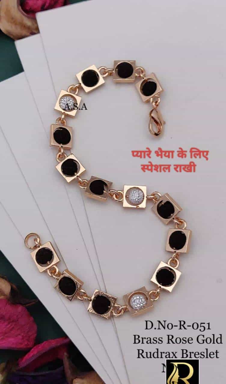 Gold-plated Rudraksha bracelet with lobster clasp, spiritual design