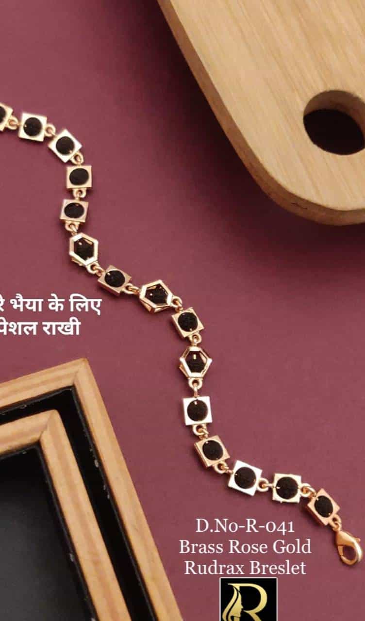 Spiritual Rudraksha bracelet crafted with brass and gold plating