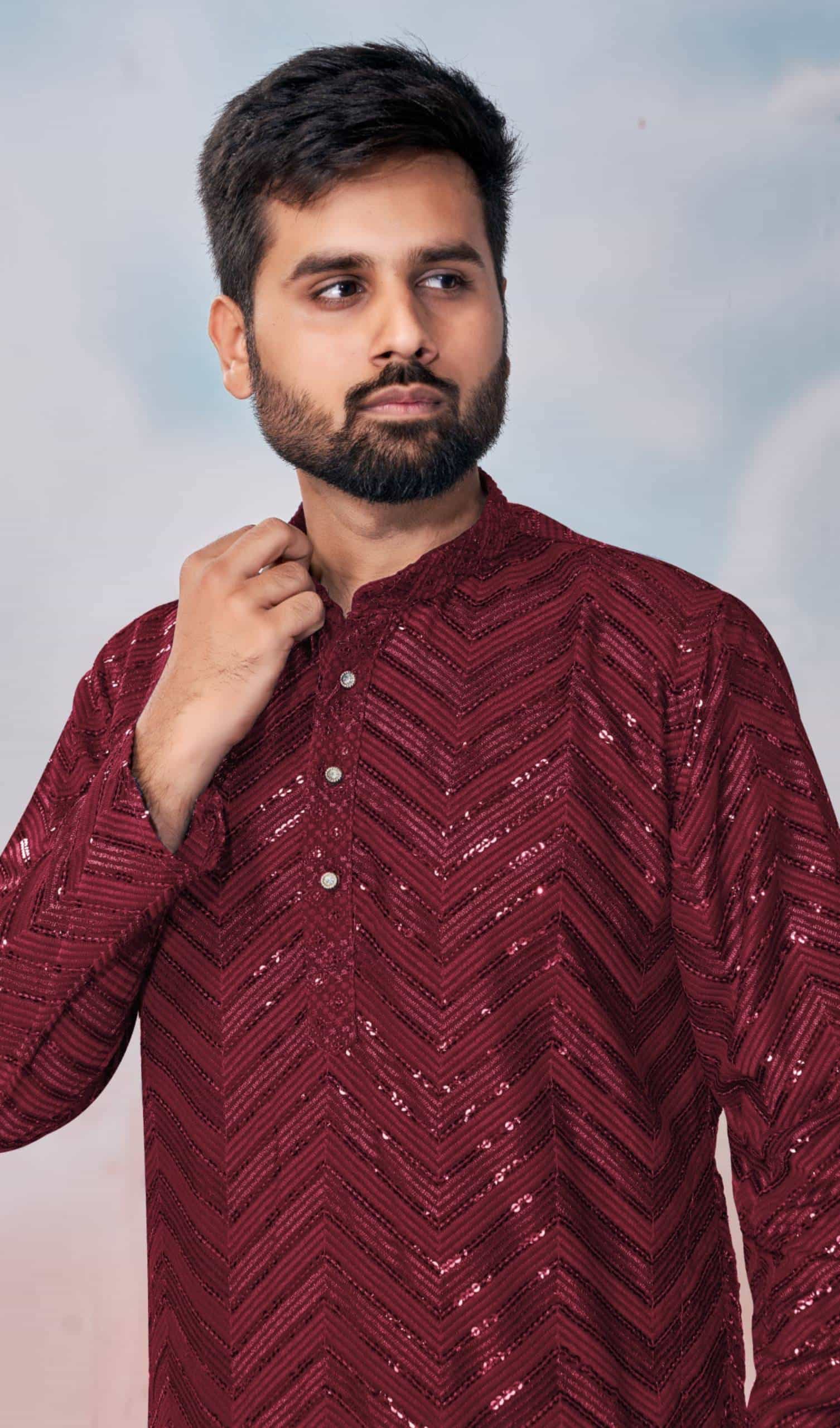 maroon Kurta Pajama for men 