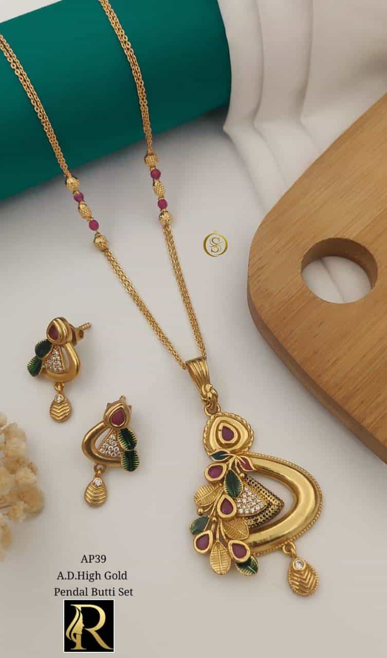 gold-plated American Diamond necklace and earrings set