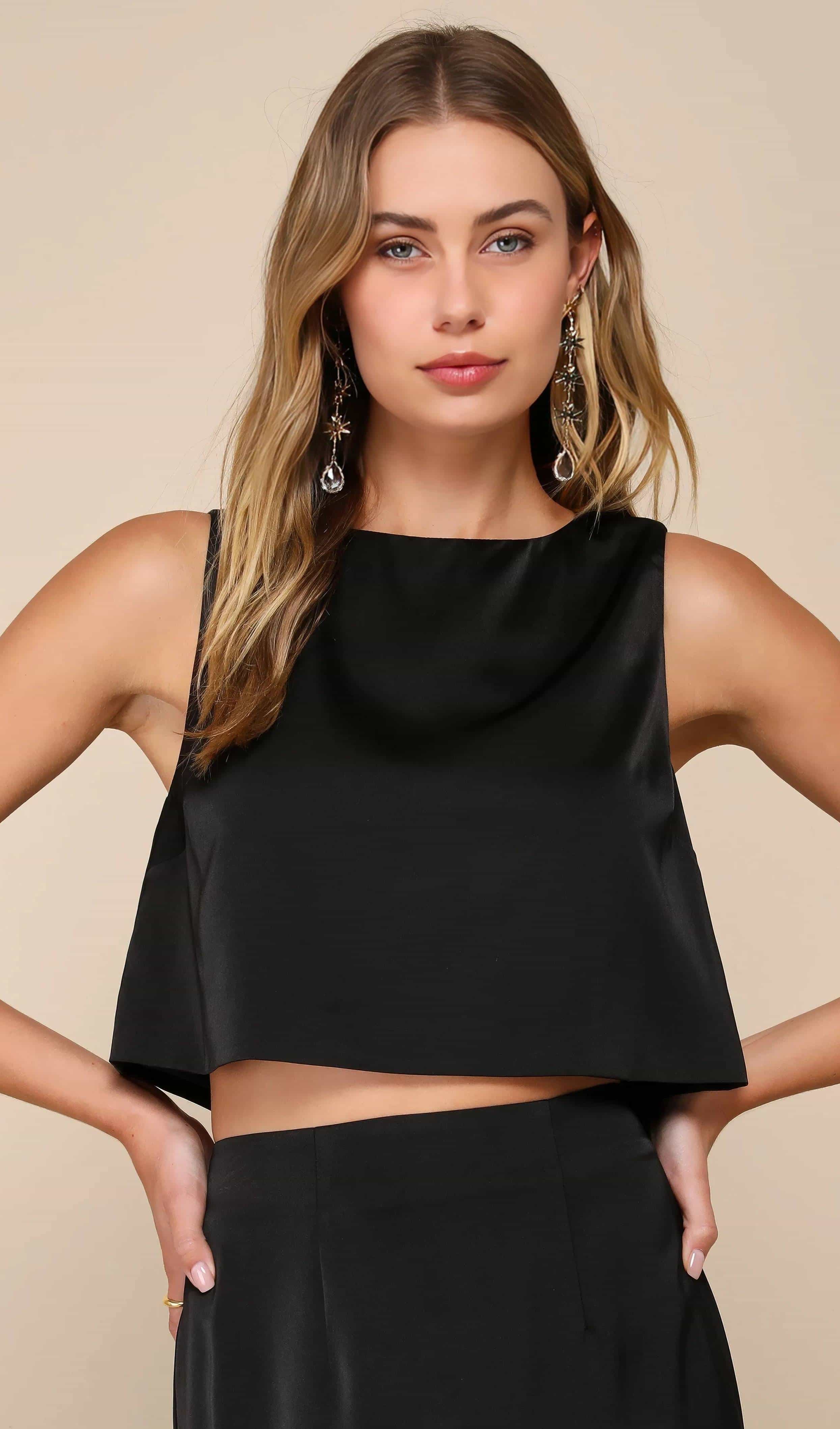 Luxurious premium satin bodycon set with long skirt
