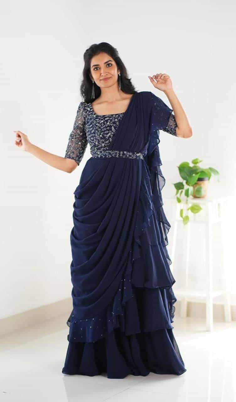 tabby silk lehenga with ornate embroidery and stitched blouse