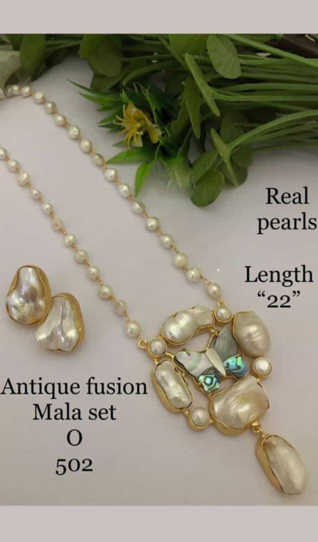Elegant 22-inch real pearl beaded necklace