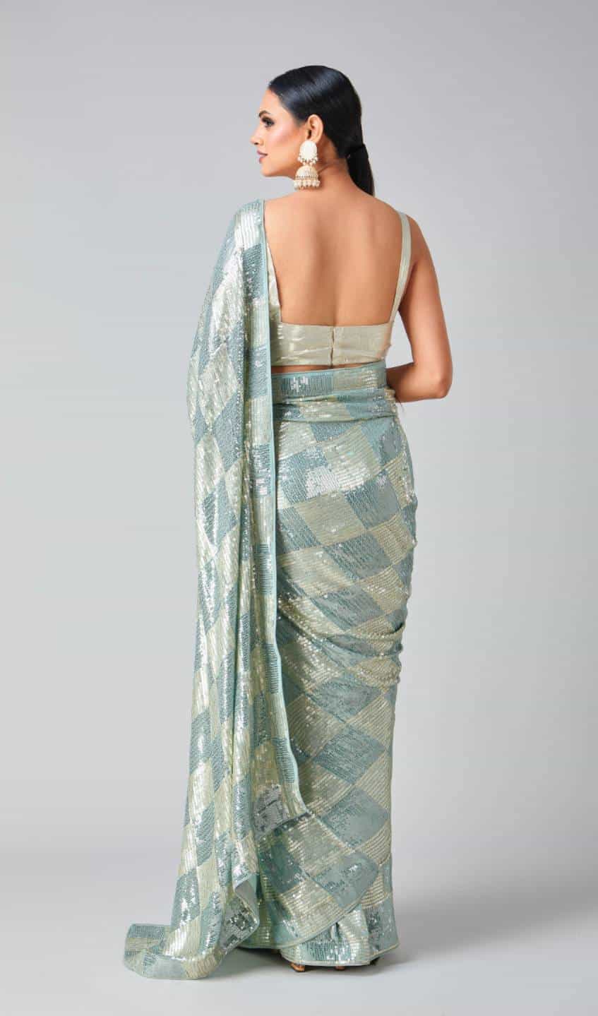 Heavy Embroidered Sequins Party Wear Saree