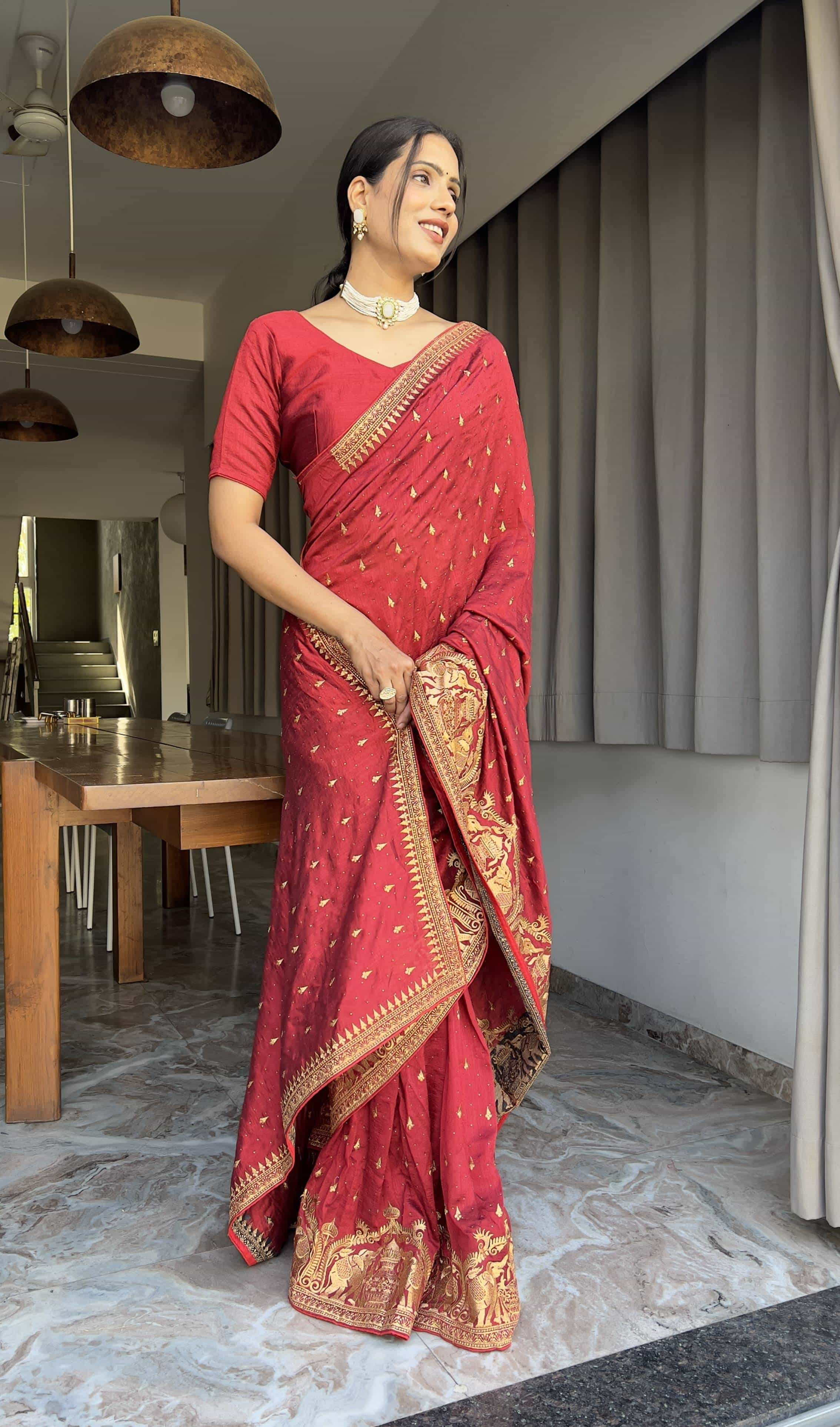 Maroon Color Saree