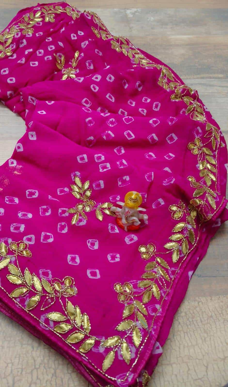 Bandhej dark pink Saree