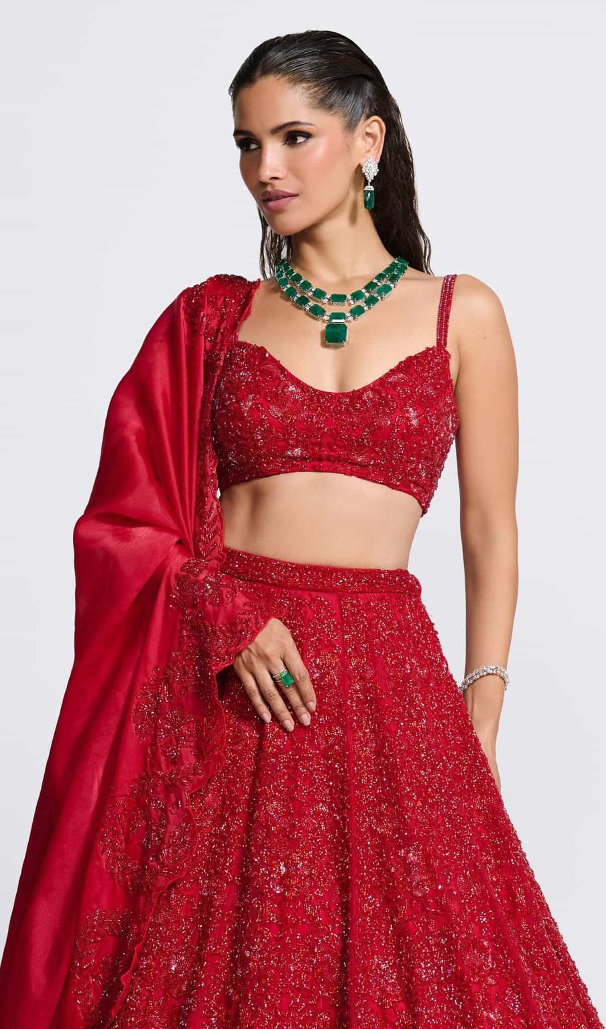 red lehenga choli