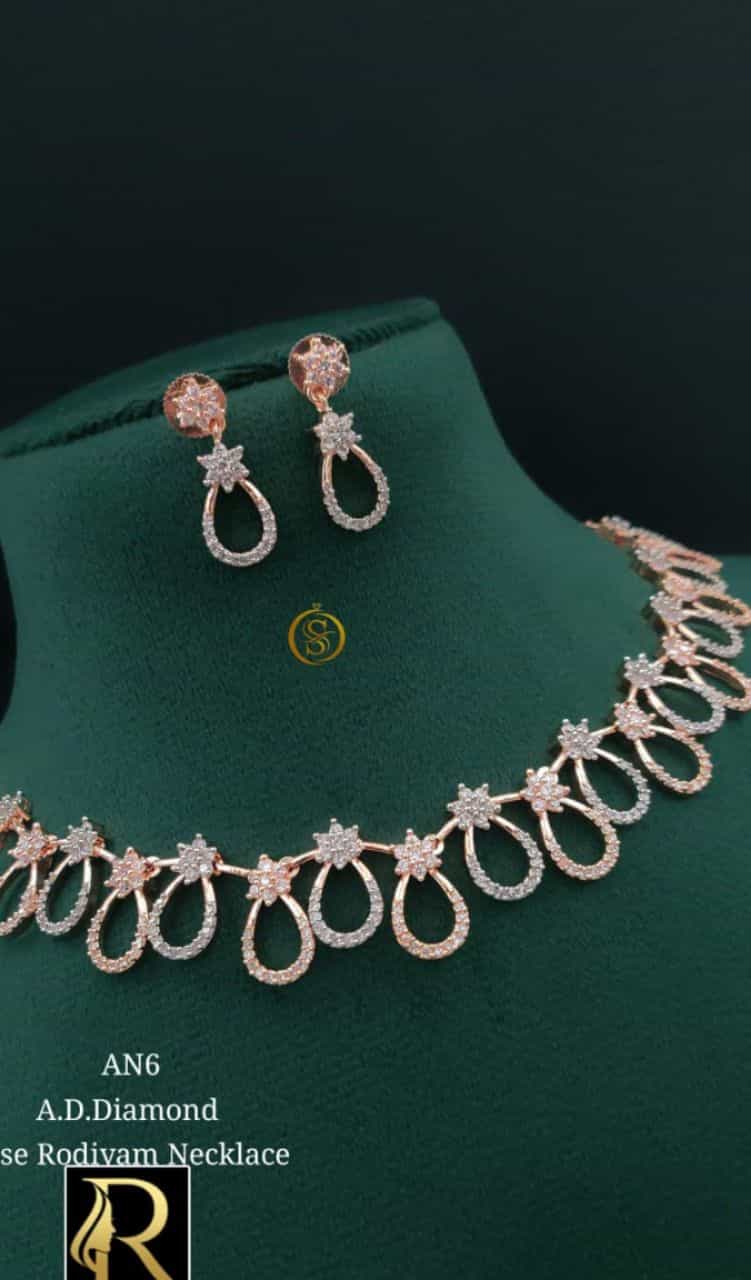 American Diamond jewelry set with adjustable sizing