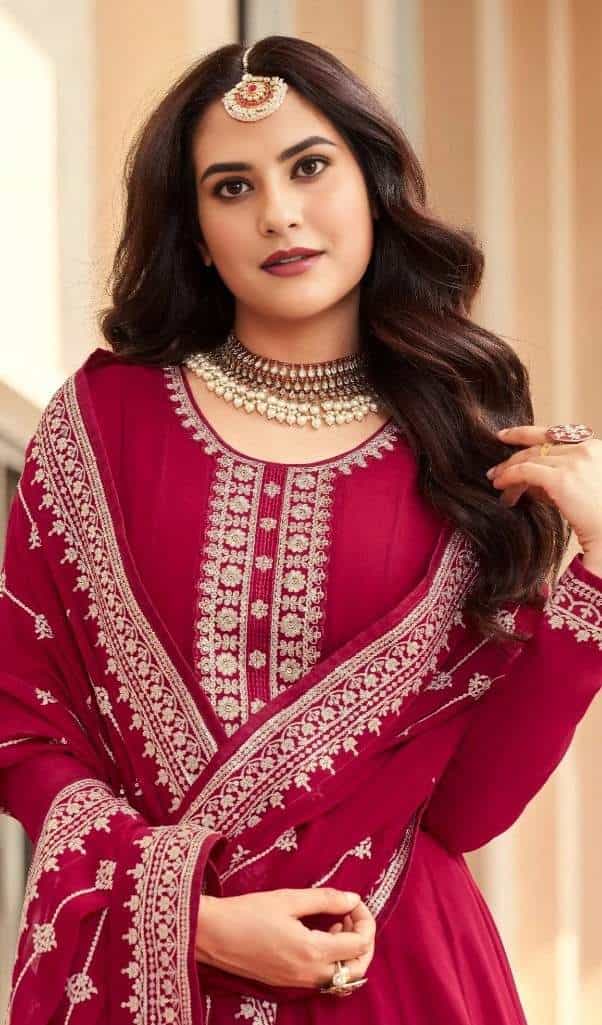 georgette anarkali suit with dupatta