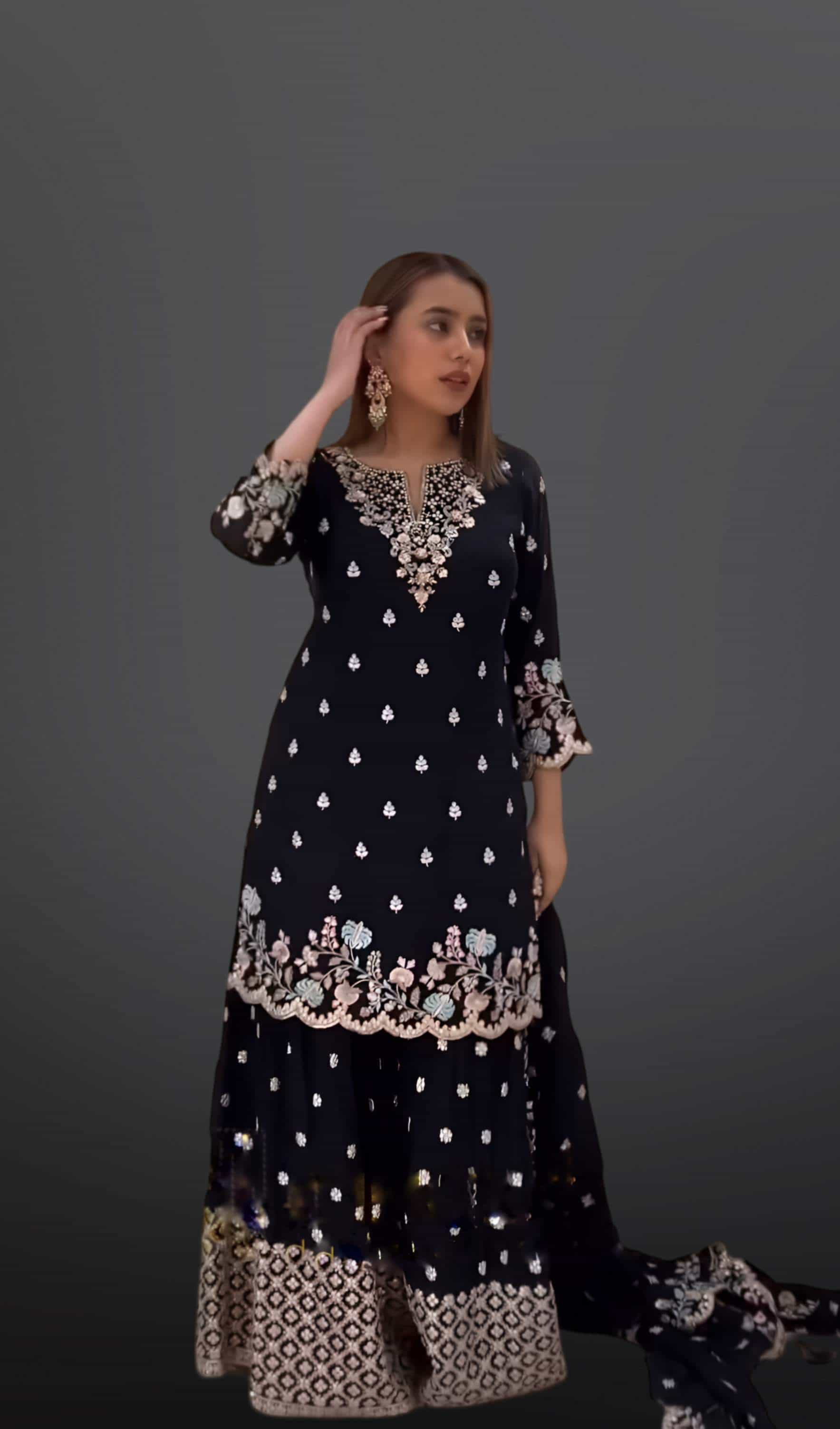 Black Sharara Suit Set 