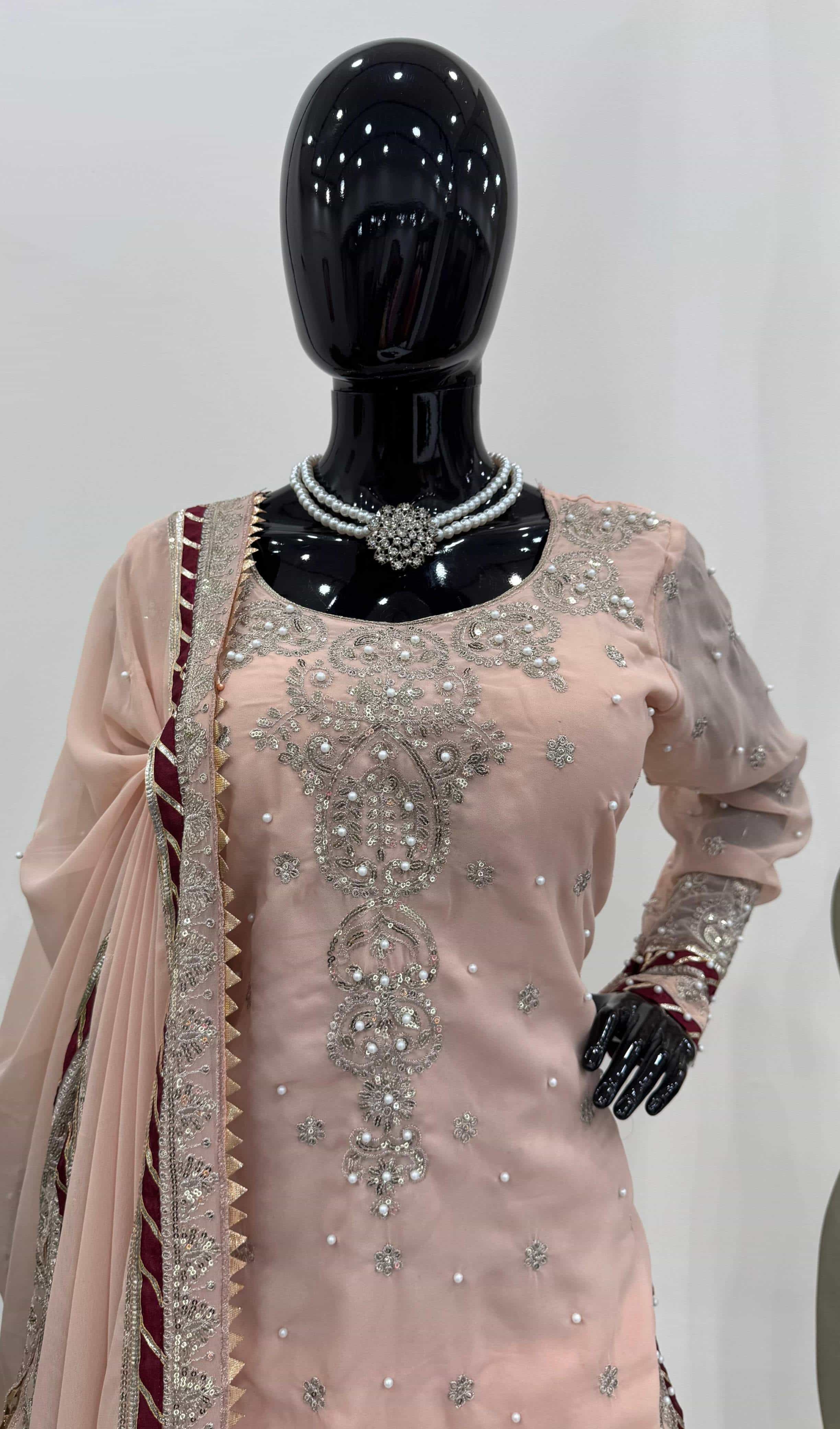 Peach Sharara kurti Set