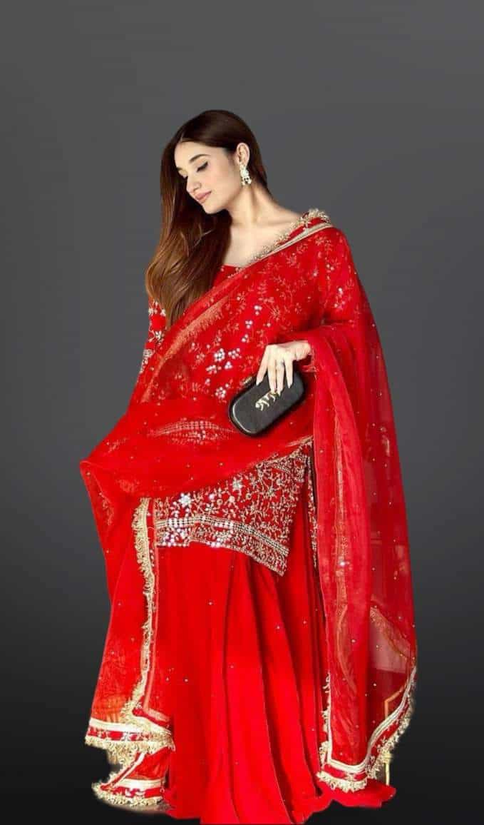 Faux Georgette Kurti Sharara Set