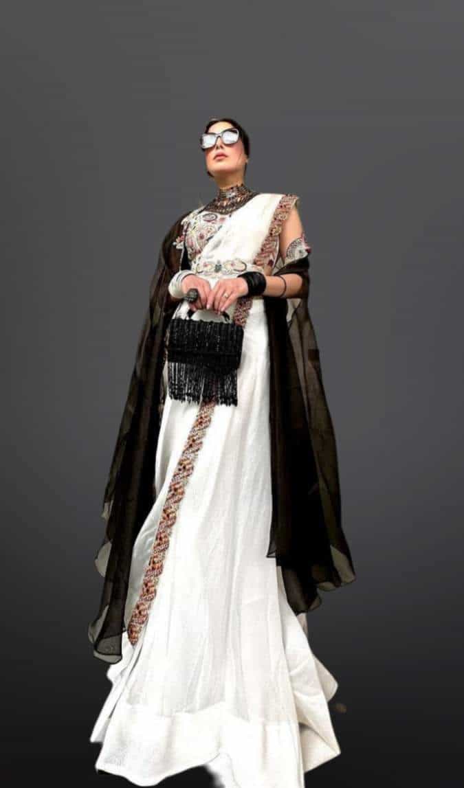 White Shrug Sharara Set
