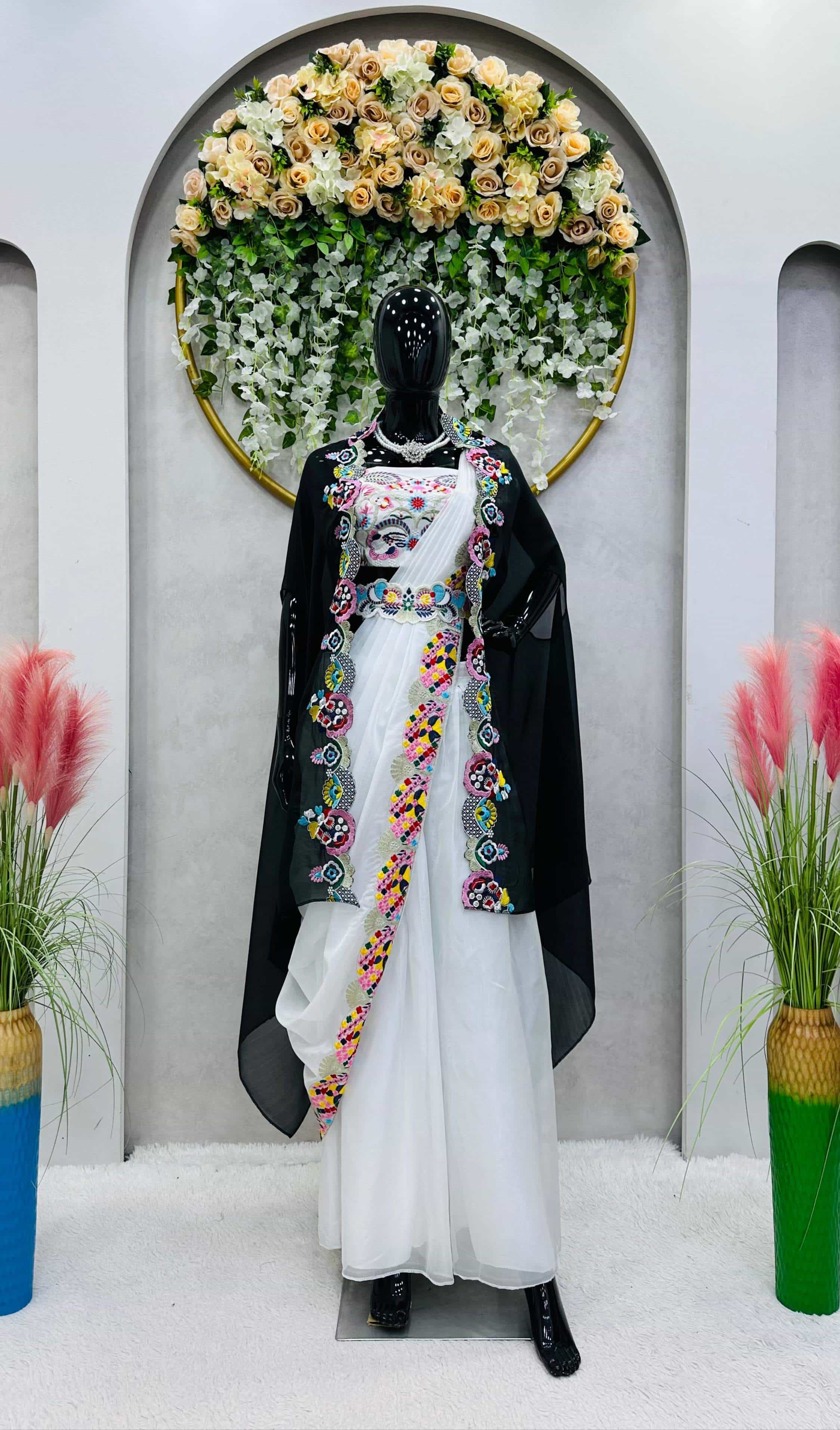 White Tabby Silk Sharara Set