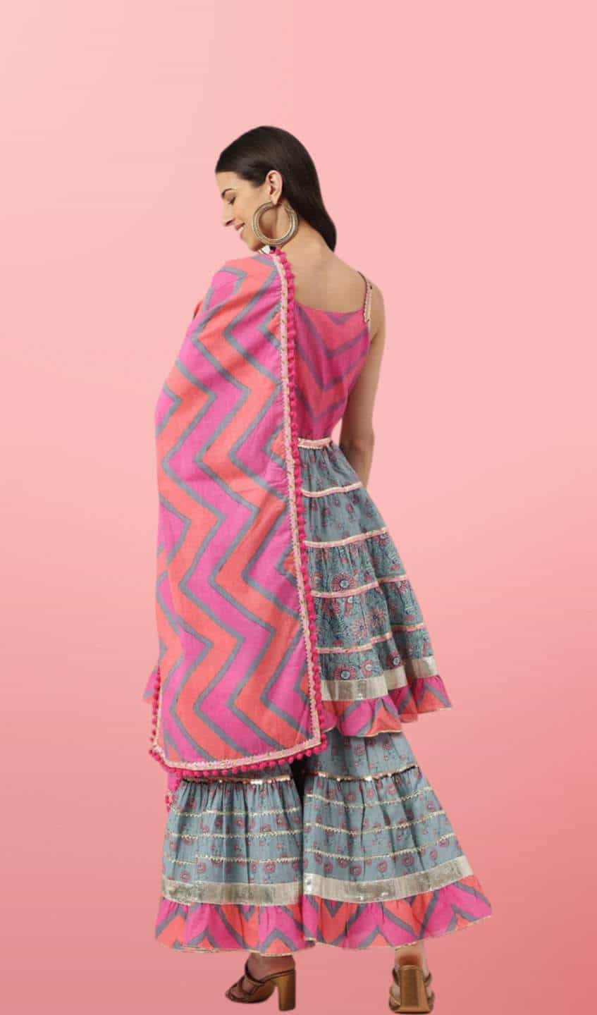 Pink Anarkali Sharara Set