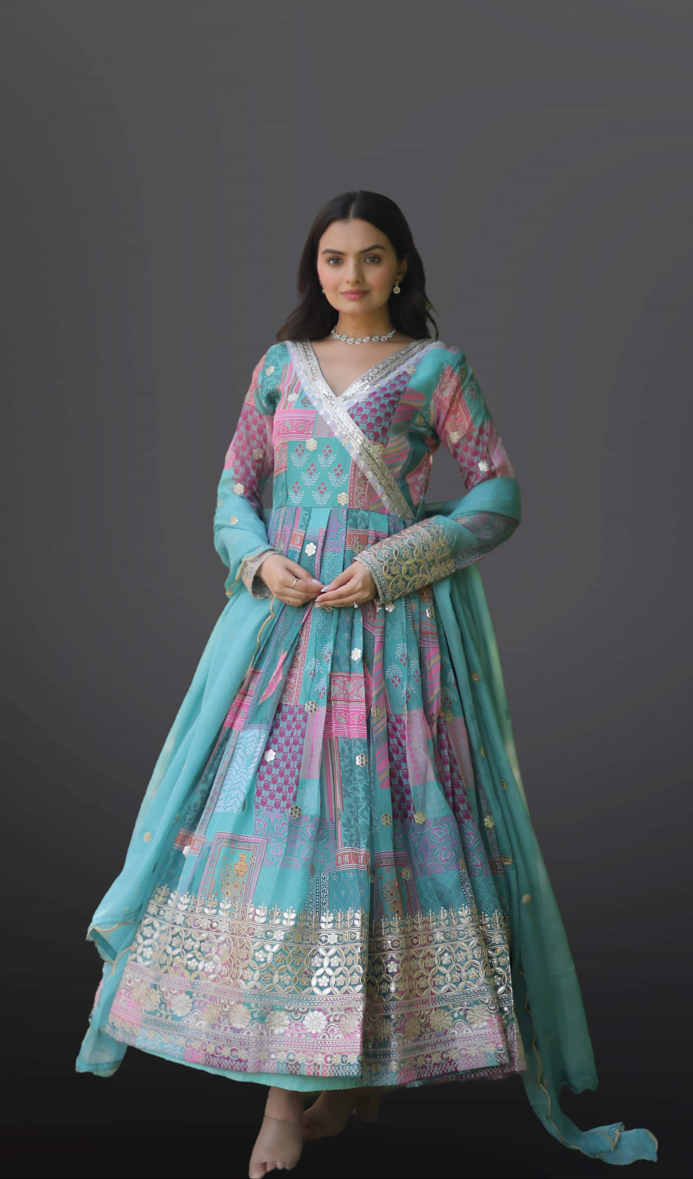 Russian Silk Gown and Dupatta Set