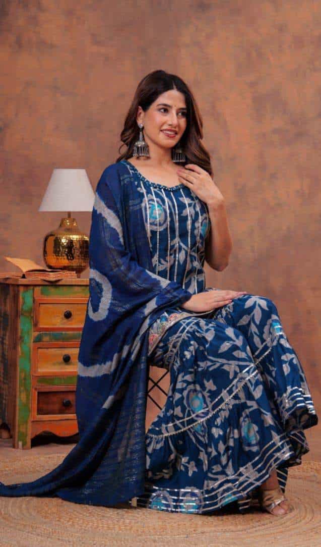 Denim Blue Sharara Set