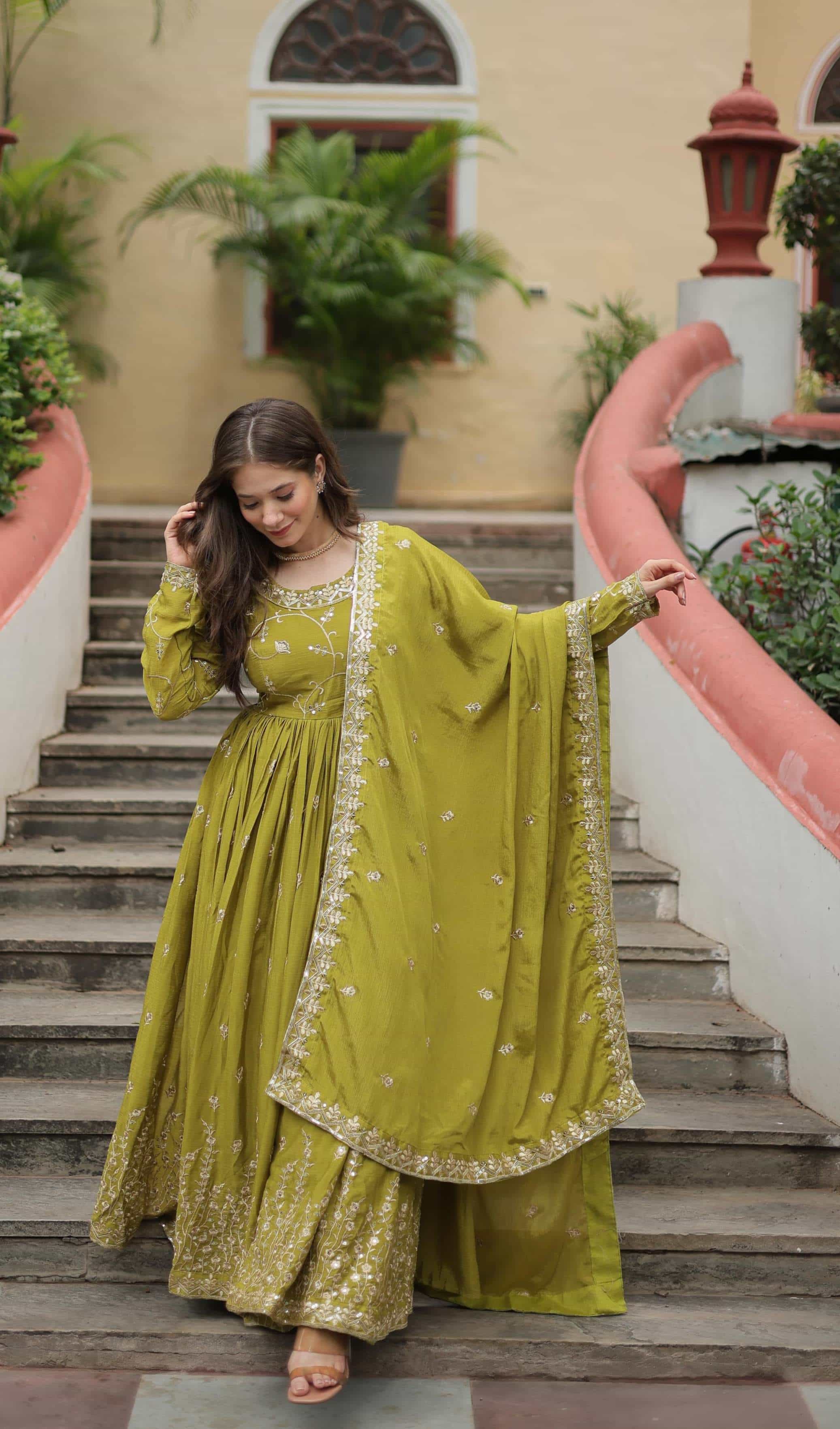 Designer Green Sharara Set