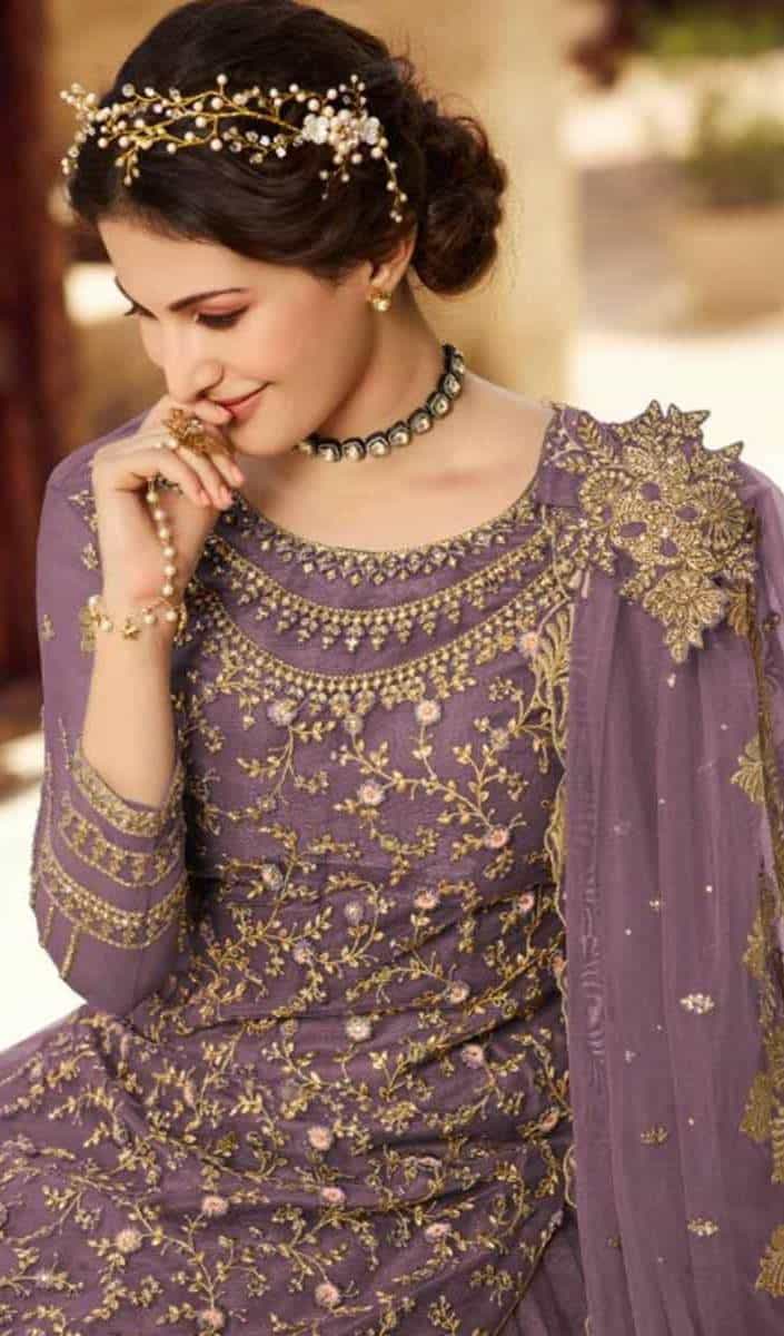 Soft Net Embroidered Kurti Set