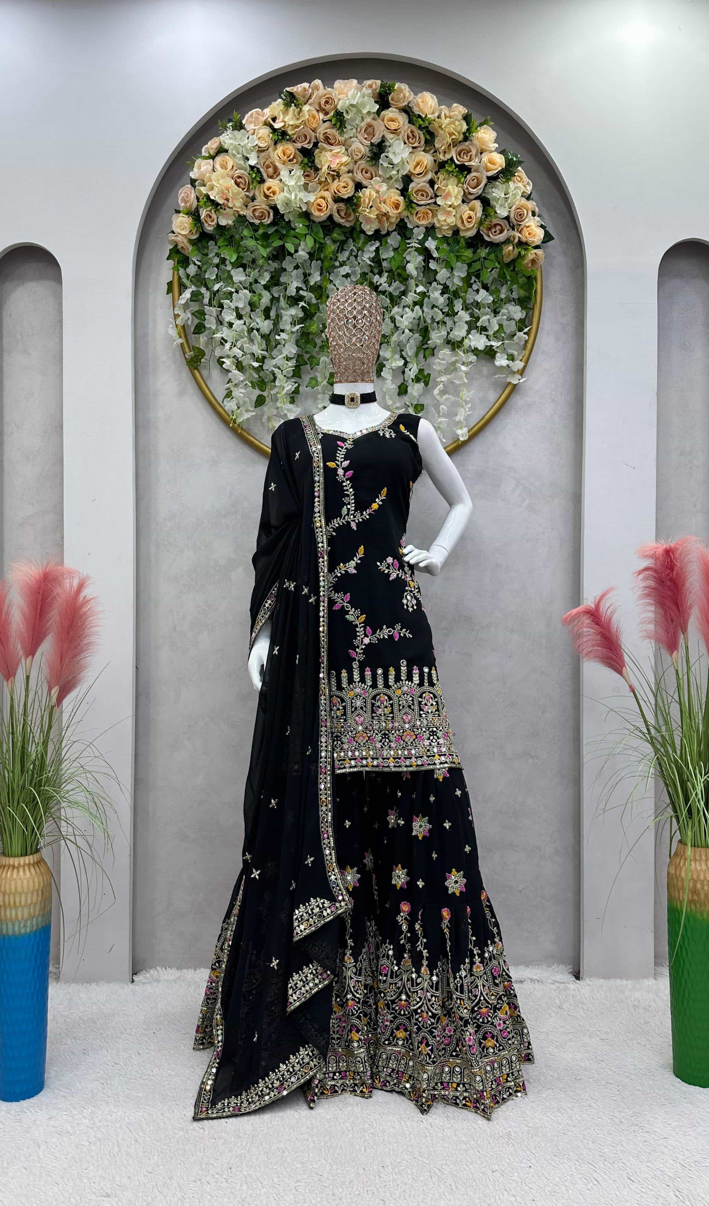 Black Sharara Set for Wedding
