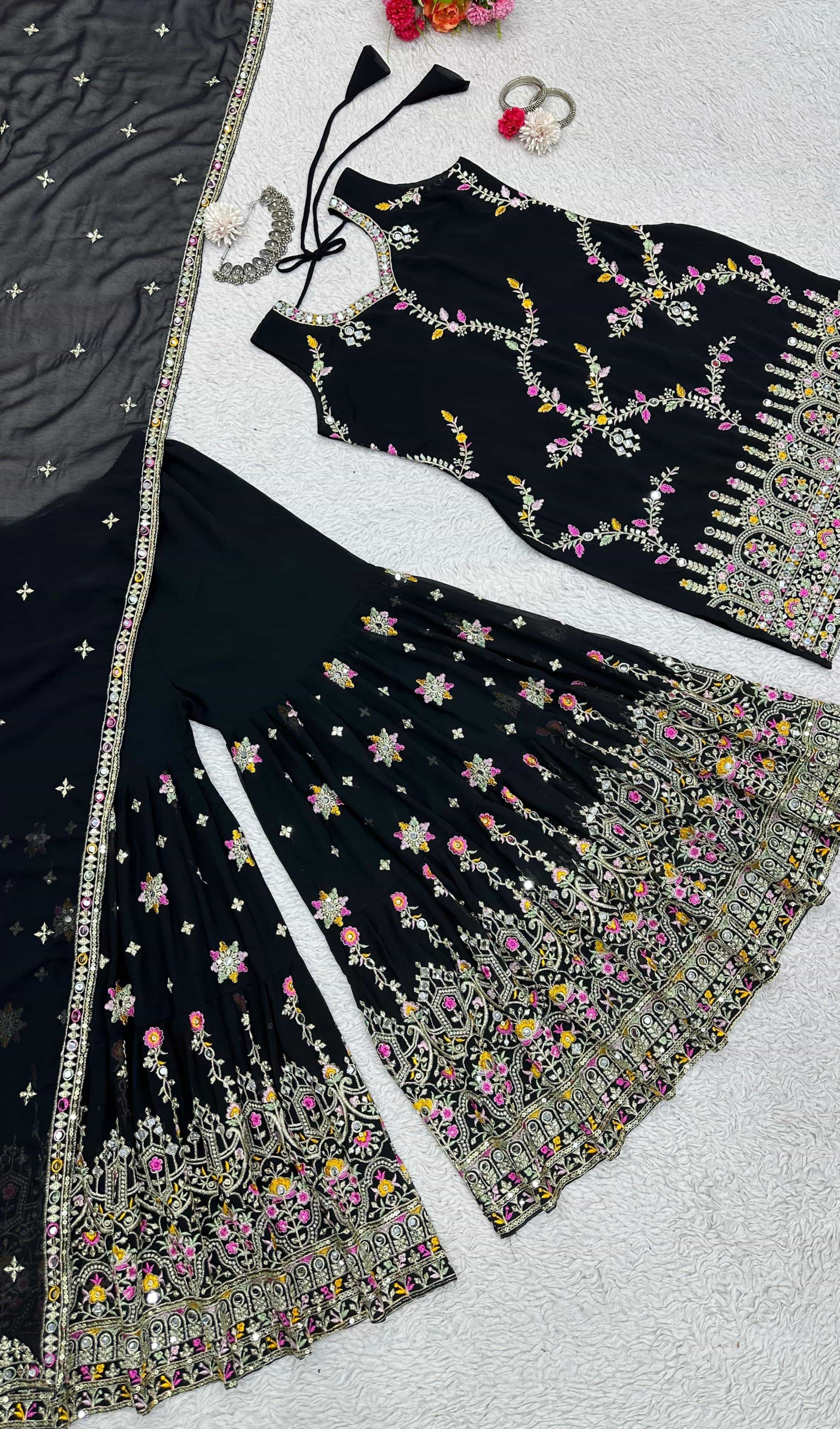 Black Sharara Set with Dupatta