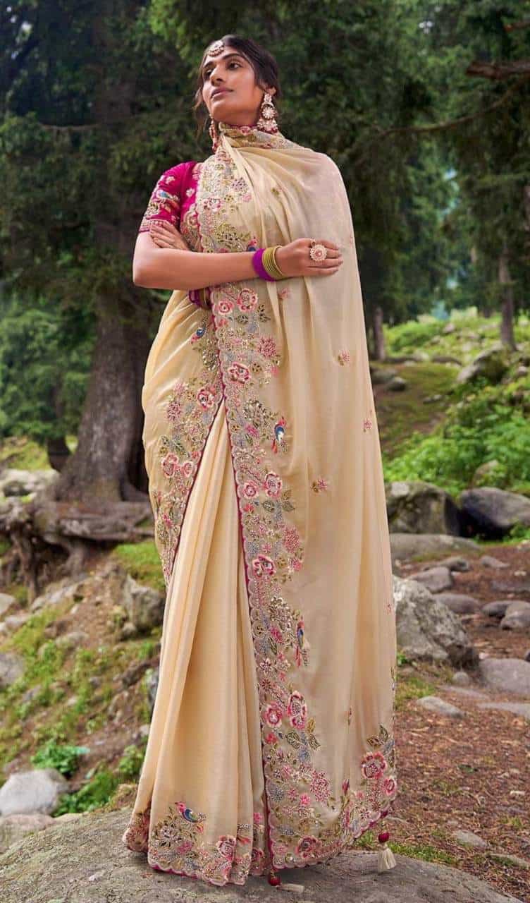 Cream Color Silk Saree