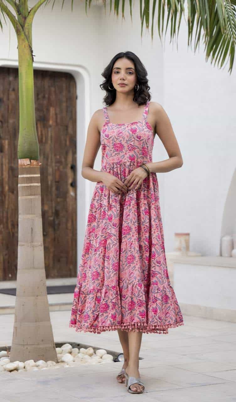 pink floral empire dress