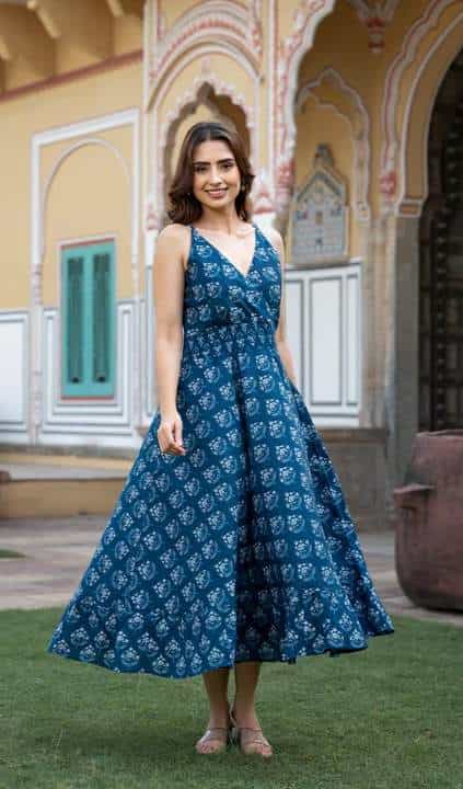 navy blue floral dress