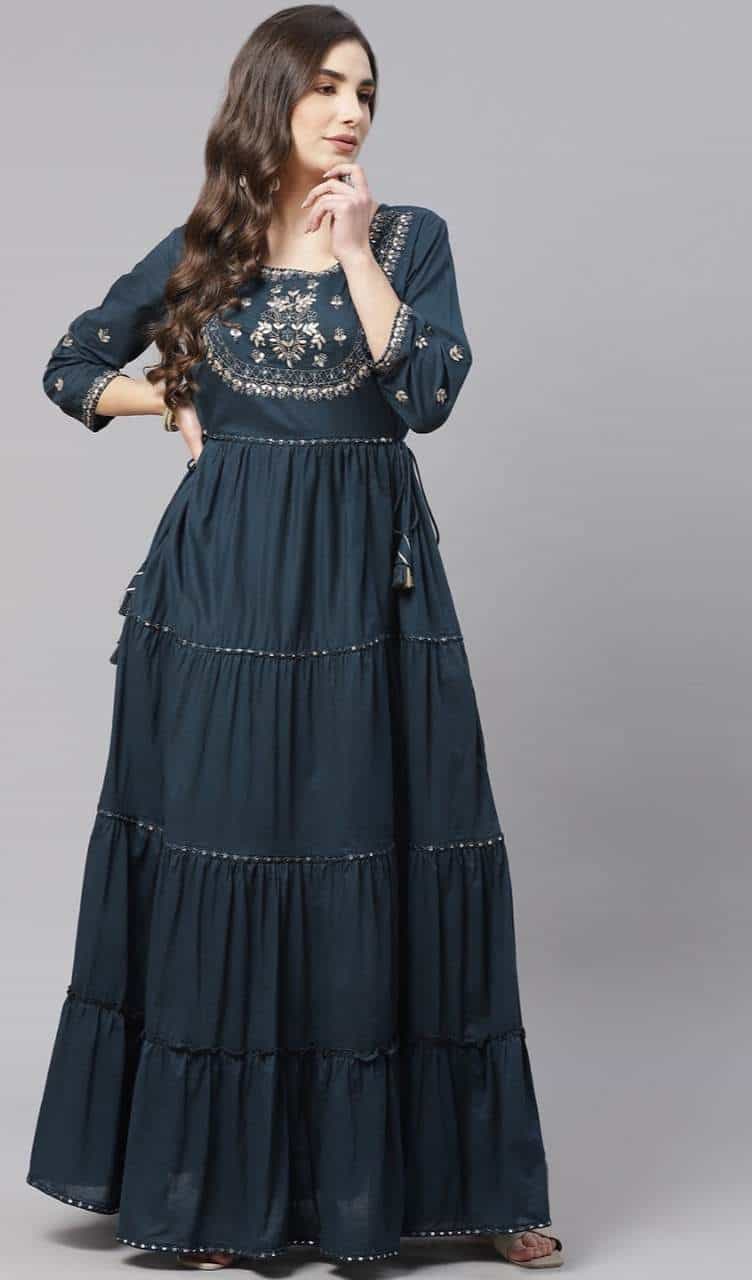 floral embroidery cotton dress