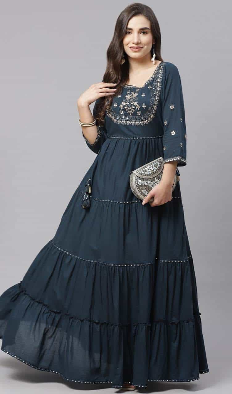 round neck anarkali dress