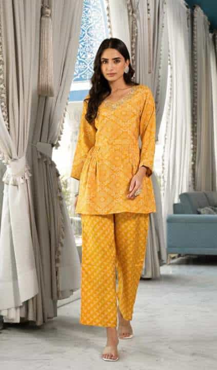 yellow co-ord set for women