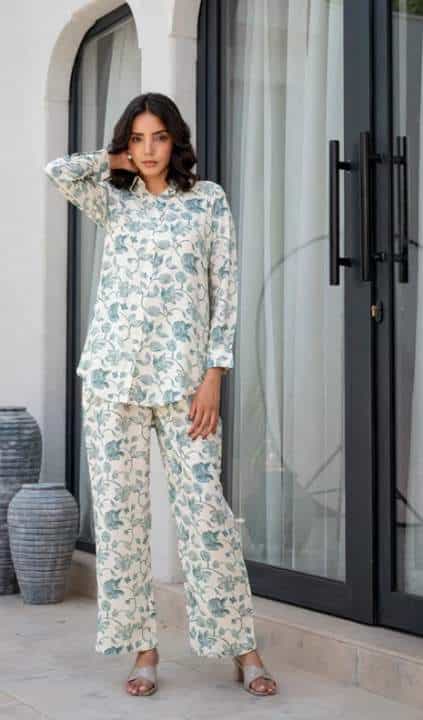 white and green co-ord set
